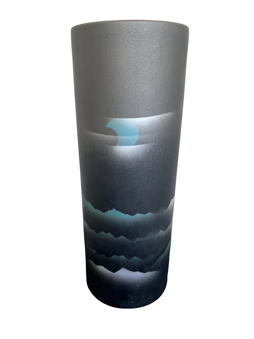 Vintage Artmark Japan Blue Moon Mountain Scenic Vase 10” Hand Painted